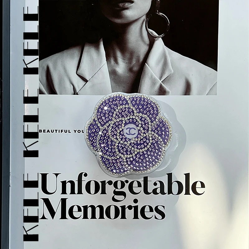 【磁吸支架-紫白山茶花】手工点钻-手机壳磁吸支架-煲剧通用