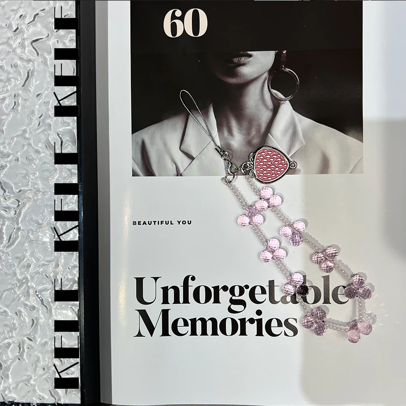 【高定短链-草莓粉锥晶】人工水晶短链原创-苹果安卓通用防丢可拆卸