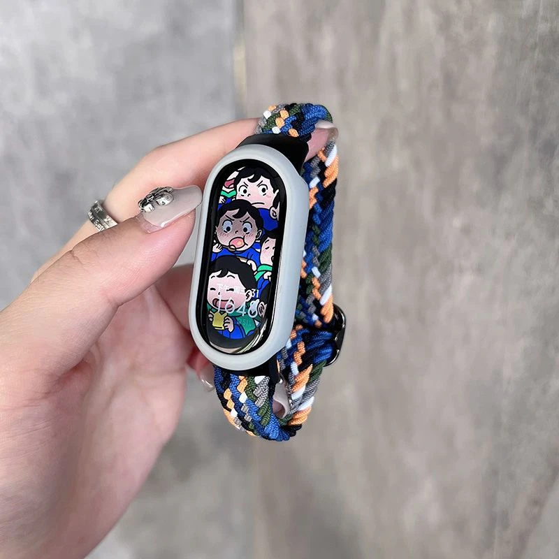 适用小米手环10/8/9NFC表带腕带编织尼龙表带男女替换表链拼色