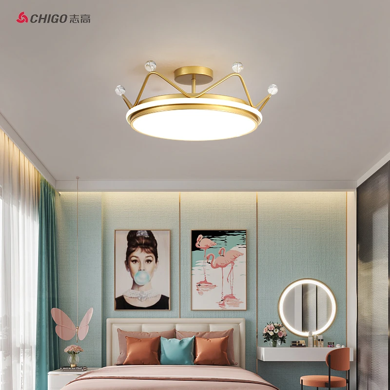 Chigo/志高皇冠儿童灯卧室灯吸顶灯男孩女孩公主圆形创意房间灯具