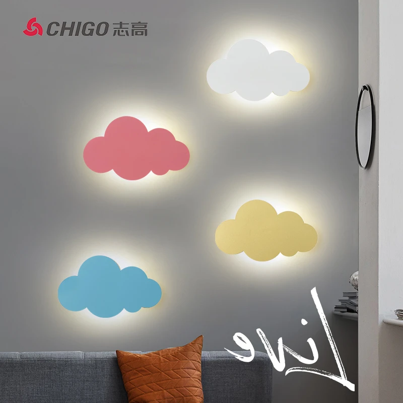Chigo/志高儿童房壁灯多彩云朵壁灯简约现代男女孩可爱卡通壁灯