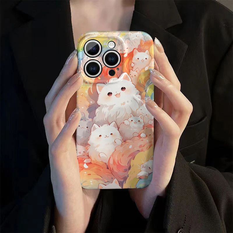 云朵猫咪苹果15手机壳14promax华为OPPO小米VIVO创意手机壳