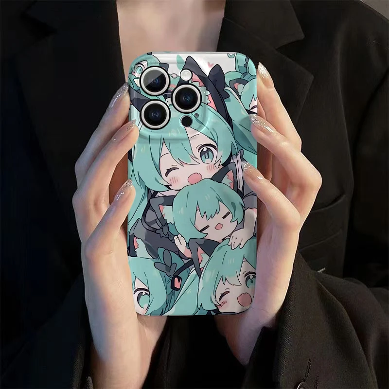 初音未来适用可爱苹果手机壳华为OPPO荣耀VIVO小米全包防摔菲林壳