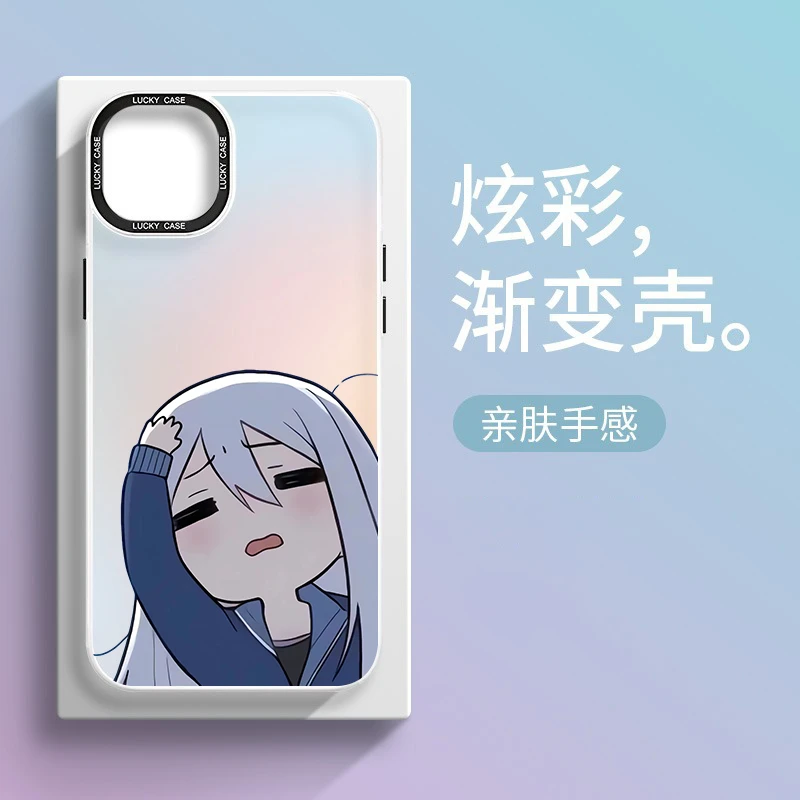 可爱小女孩渐变镭射iphone14pro手机壳苹果13promax个性12磨砂