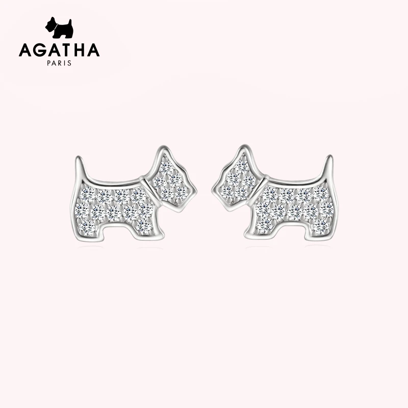 合金合成锆石耳饰 【Agatha/瑷嘉莎】臻我镂空系列满钻小狗耳钉