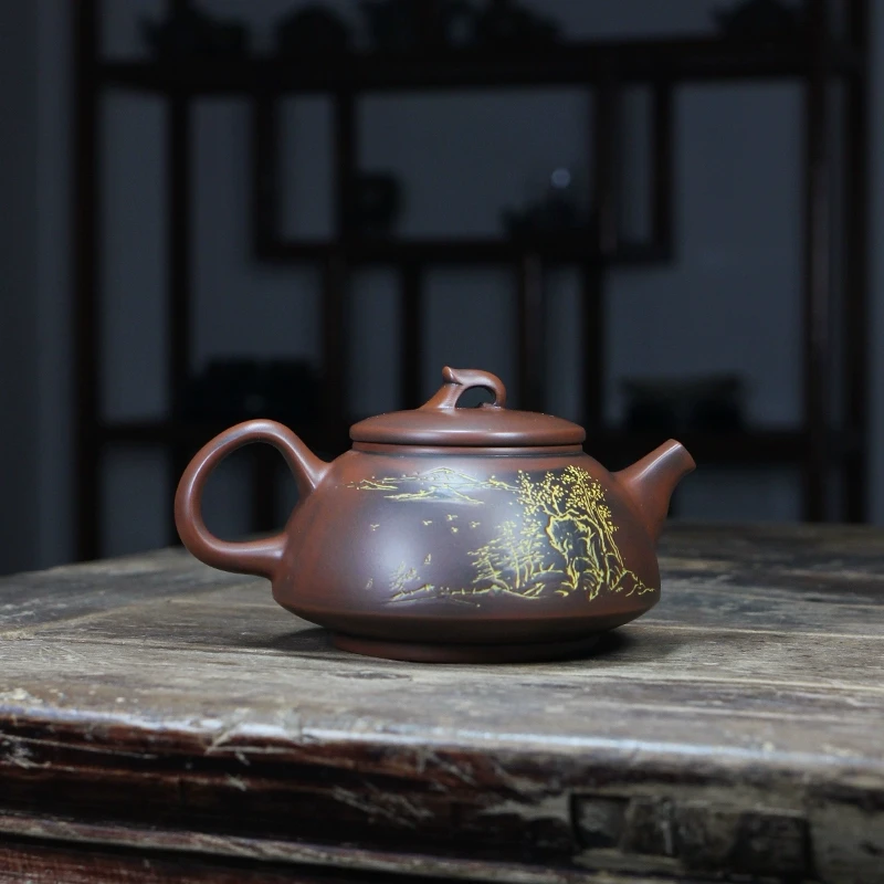 淳艺坭兴 甘世荣 山水德云壶 200cc全手工坭兴陶 泡茶壶茶器茶具