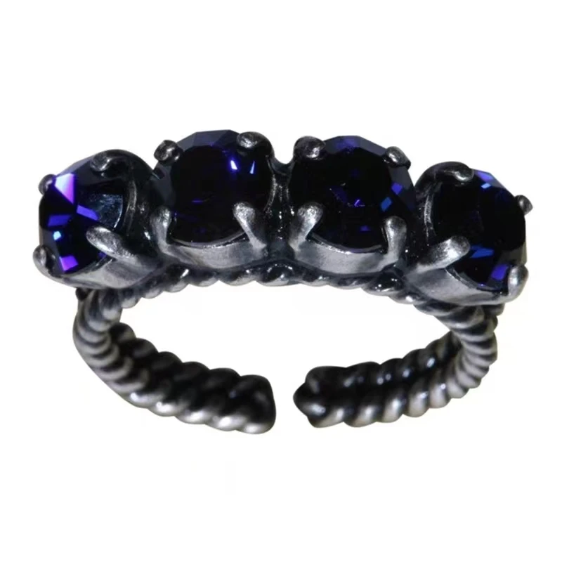 铜合金仿水晶戒指 德国KONPLOTT大都会系列深蓝紫色戒指