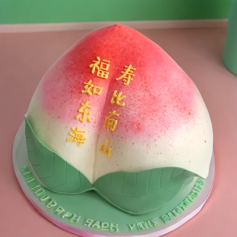 生日蛋糕老年人款寿桃祝寿双层三层动物奶油抖音团购全城免费配送