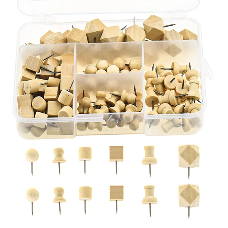 多款原木图钉美工按钉工字钉软木照片墙钉子木质大头钉 办公固定