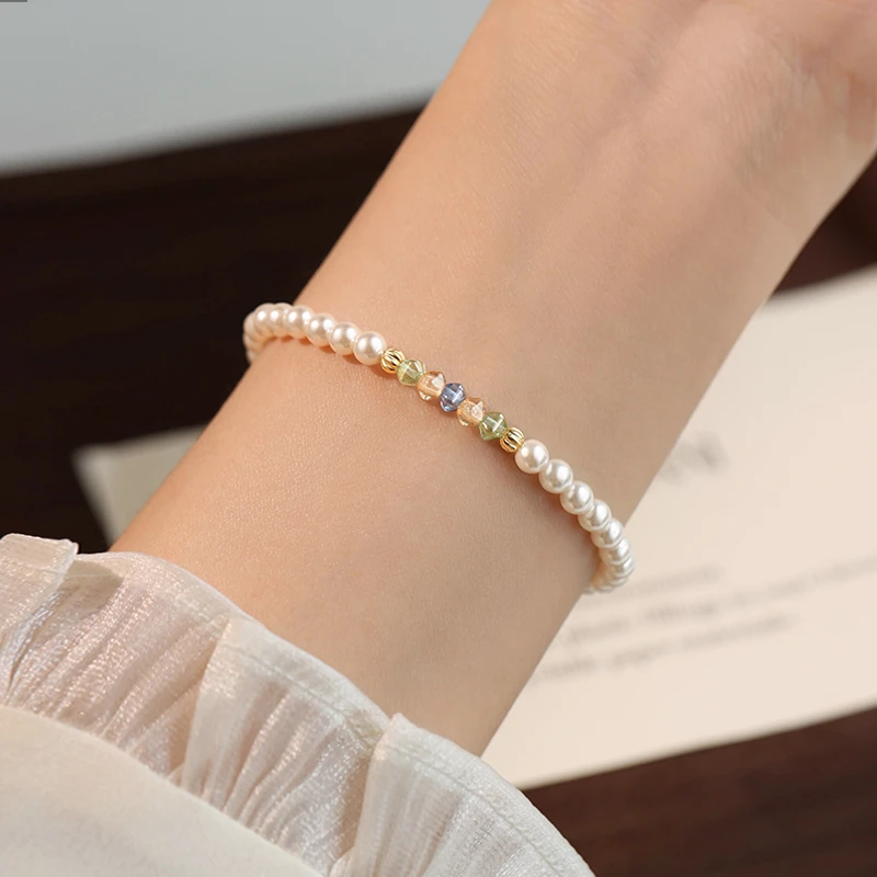 925银仿珍珠手链 仿珍珠手链轻奢小众高级感多巴胺手镯闺蜜女手串