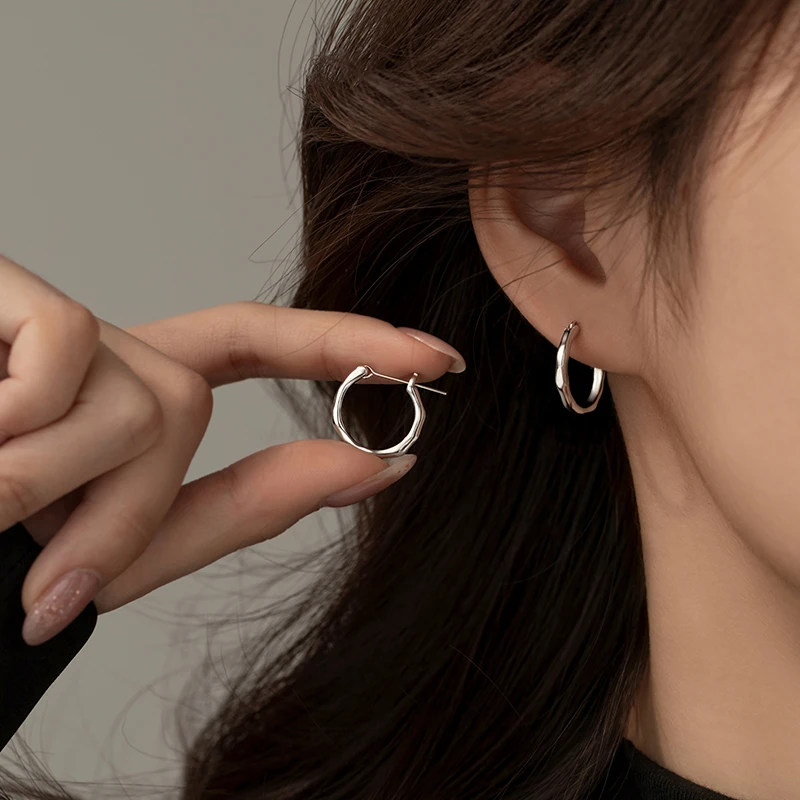 铜合金耳饰 925银圆圈耳环轻奢2024新爆款耳钉女款小众高级感耳饰