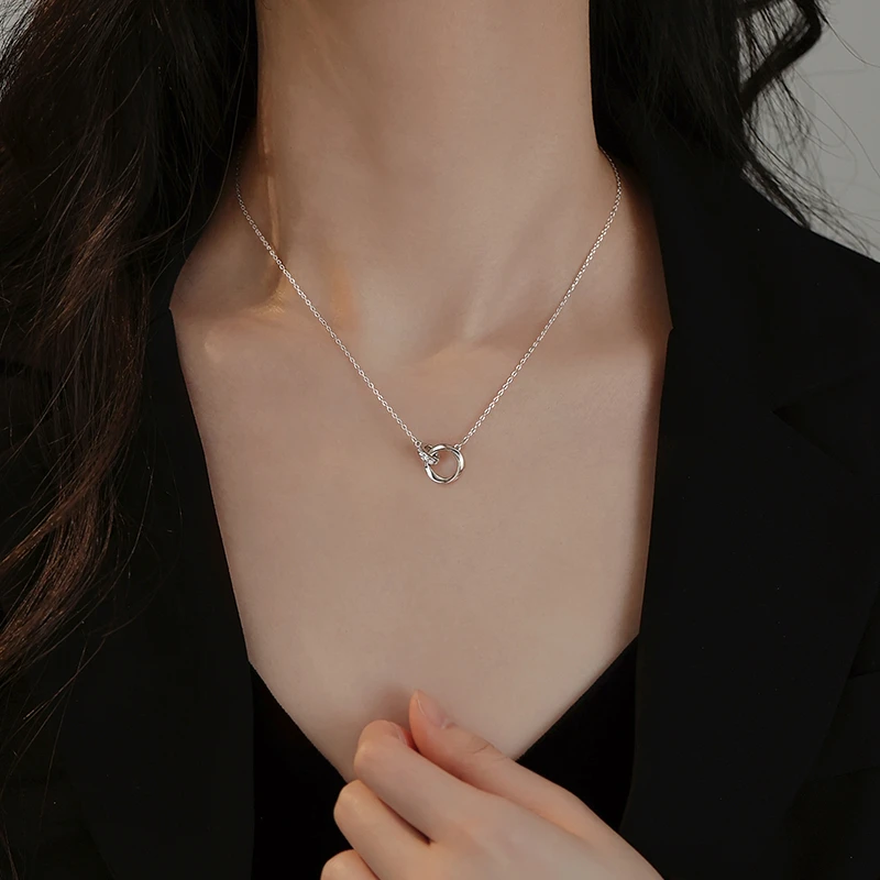 坠链均足银 999纯银环环相扣项链小众设计感轻奢气质锁骨链女颈链