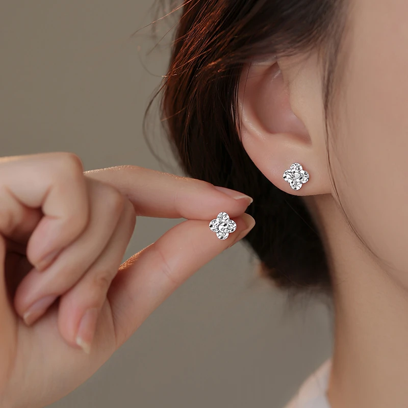 925银耳饰 925纯银四叶草耳钉新款2024爆款轻奢耳环女高级感耳饰