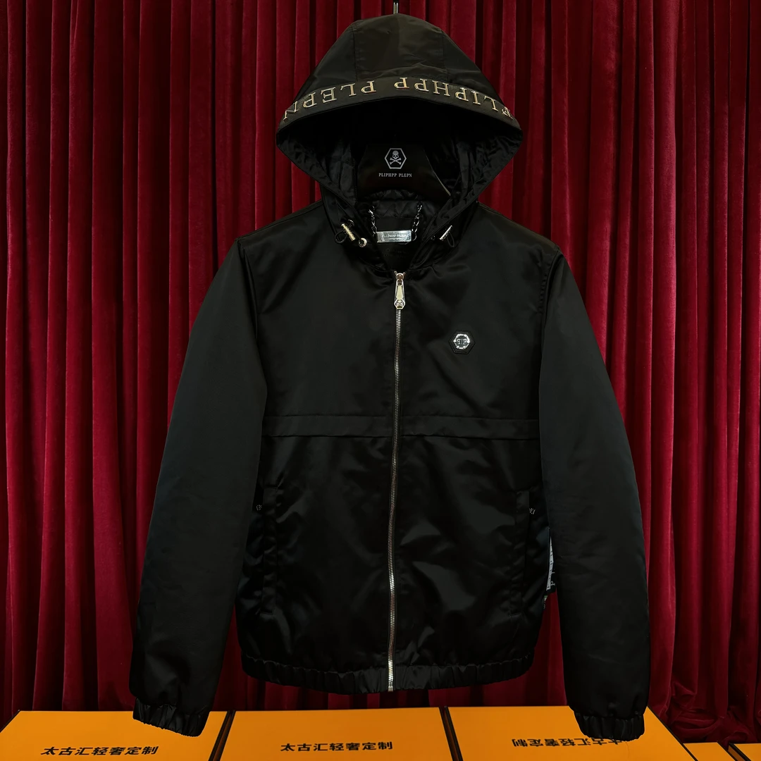 PLIPHPP PLEPN正品2024珐琅小标 连帽夹克棉 服修身秋冬外套F8850