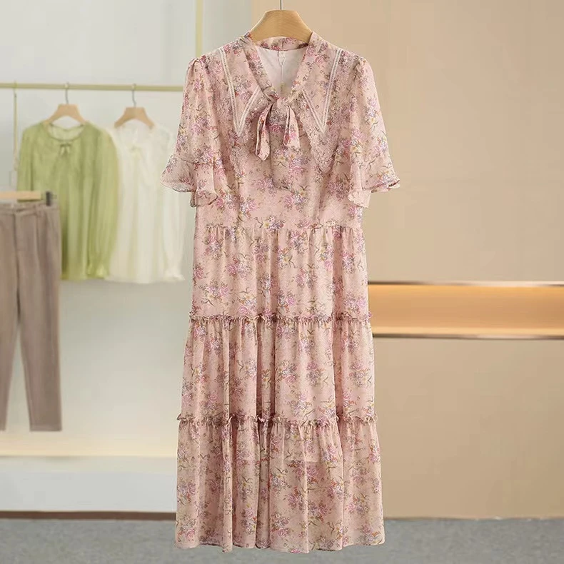 【SY024】 2024夏 复古知性优雅高质感碎花连衣裙茶歇法式长裙子