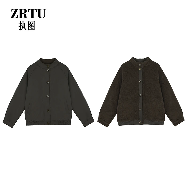 ZRTU/执图2024冬季新款时尚潮流休闲百搭加厚保暖正反两面穿外套