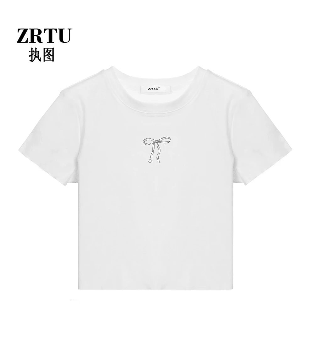 ZRTU/执图短款百搭夏季修身半袖印花圆领T恤