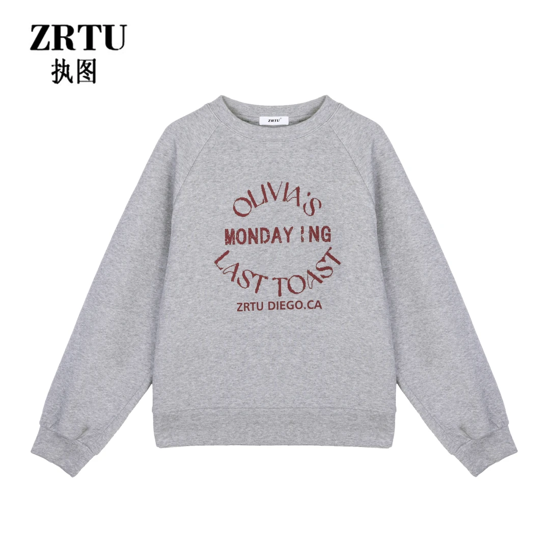 ZRTU/执图2024秋季新款长袖时尚休闲宽松百搭印花圆领长袖卫衣