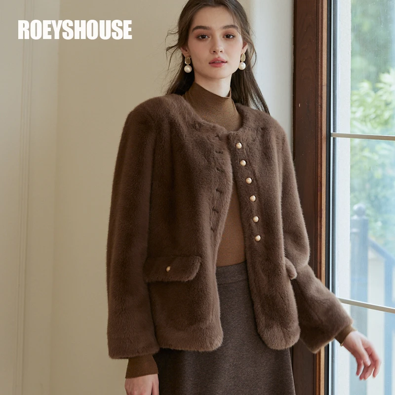 【罗衣】罗衣气质时尚百搭毛绒秋冬新款保暖圆领外套09945