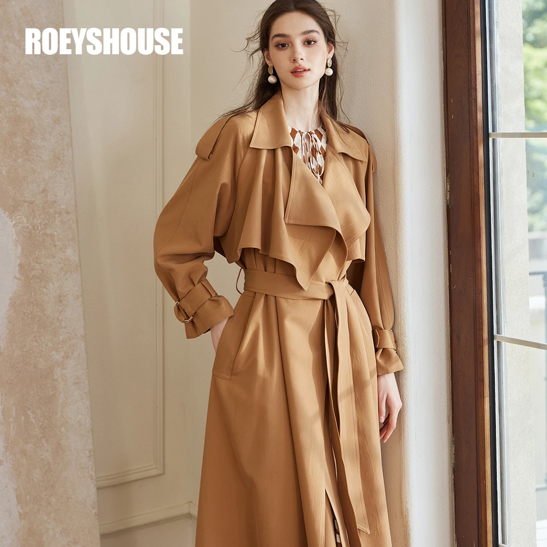 【小云总专享】罗衣通勤深卡其风衣2024秋季英伦系带中长外套10947