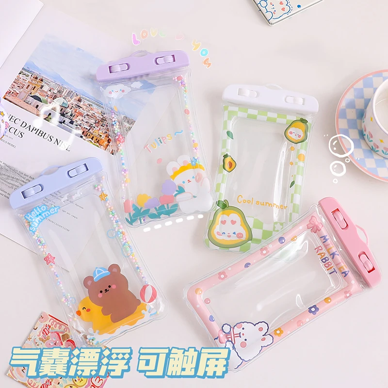 卡通气囊防水袋可触屏手机游泳漂流透明拍照
