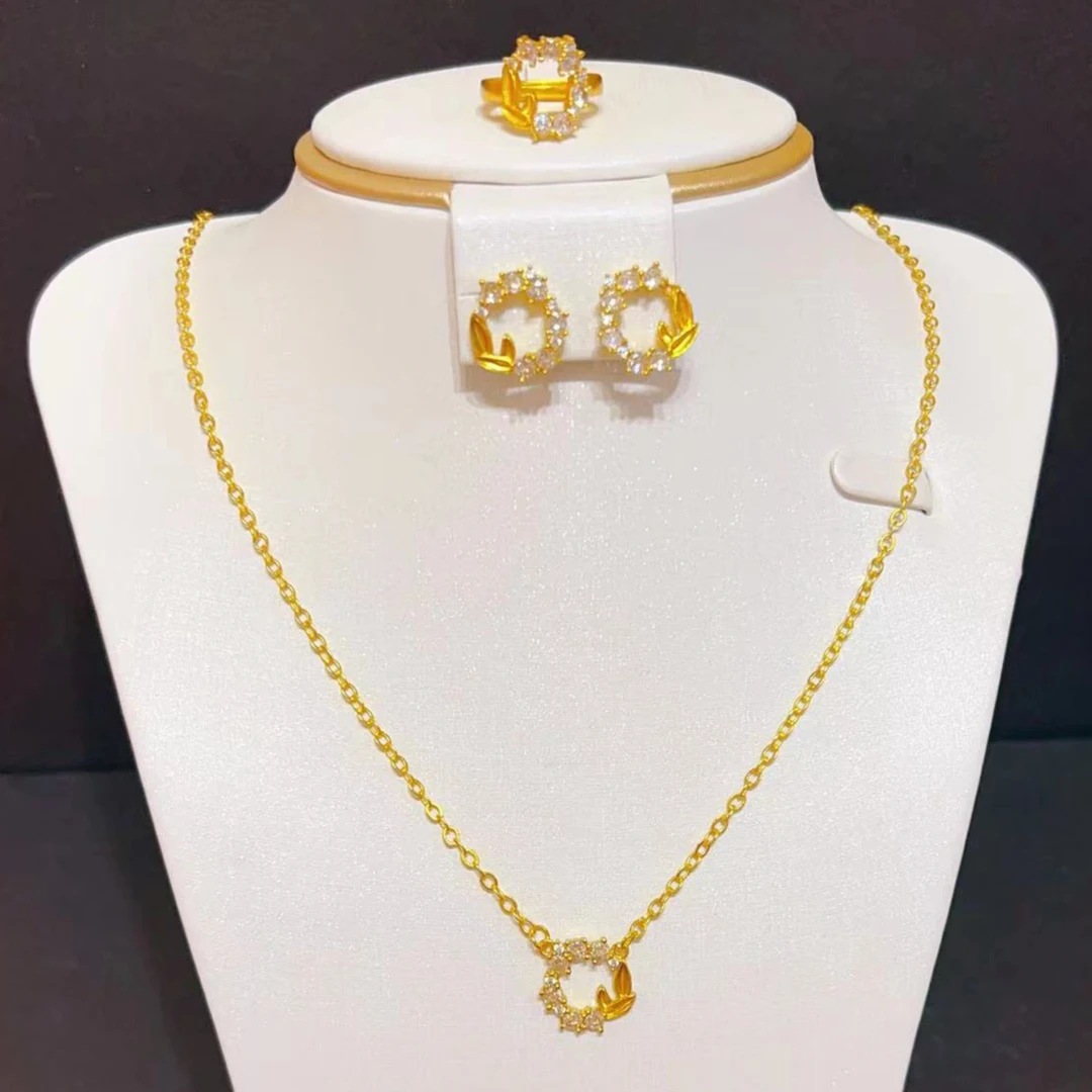 铜合金合成锆石吊坠 铜合金 新款187号白色锆石耳环项链戒指nipal