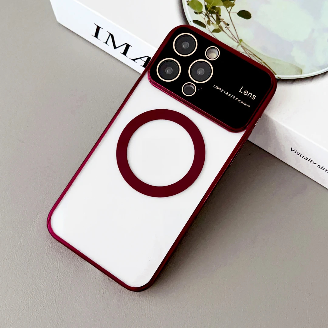 磁吸大视窗带防尘苹果13promax手机壳iPhone13pro电镀透明手机套