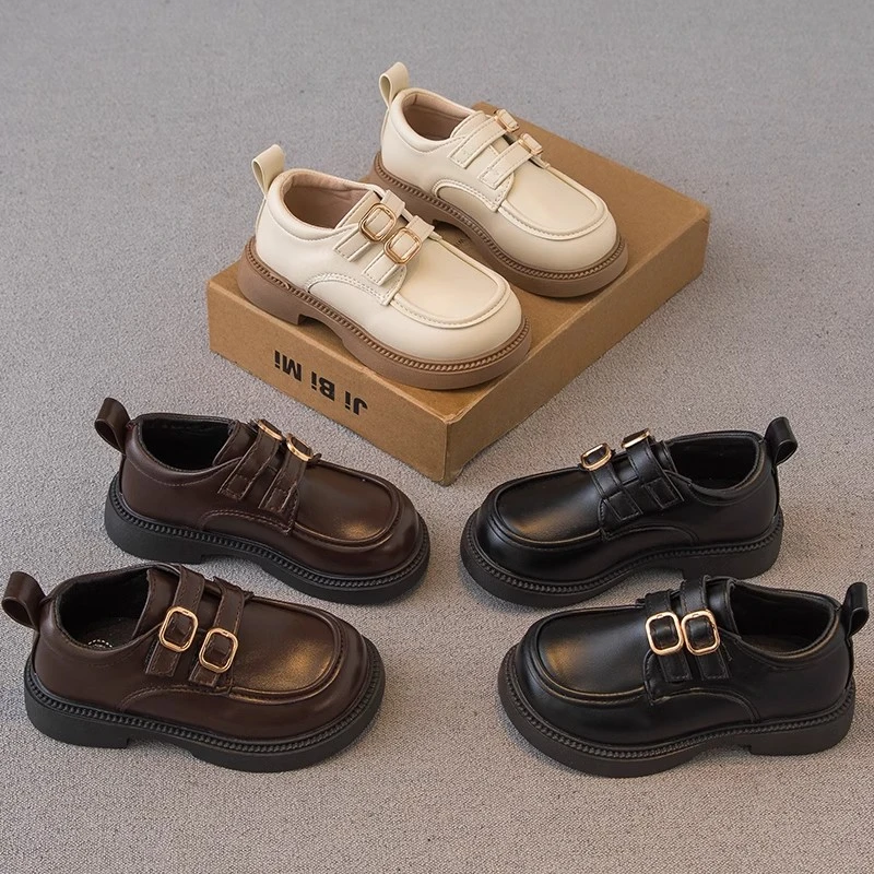 ABC女童皮鞋2024秋冬新款加绒儿童鞋子小女孩公主鞋软底乐福鞋潮