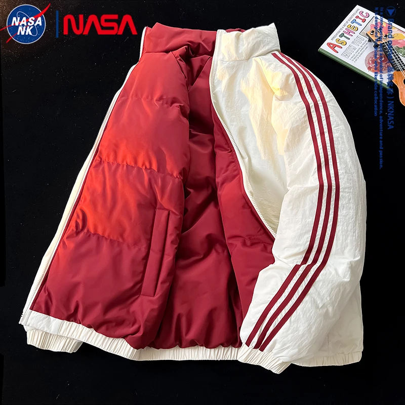 NASA联名加厚户外羽绒棉服男女同款2025新款三条杠棉袄情侣款外套