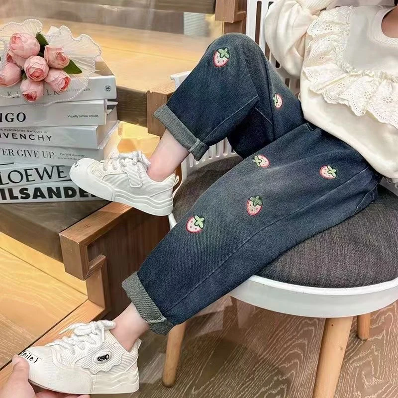 牛仔裤女童老爹裤秋季2024新款洋气女宝宝秋装休闲裤儿童百搭裤子