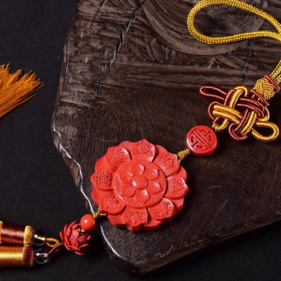 含辰砂工艺品原矿朱砂高含量精品红砂紫金砂八宝莲花车挂