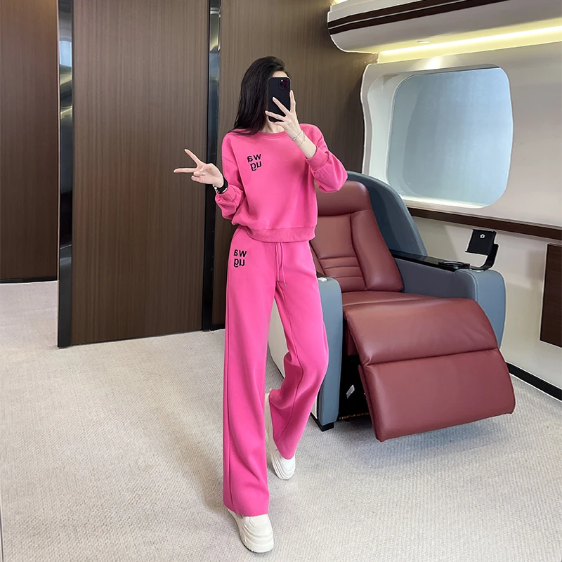 欧货套装女春秋2025新款宽松洋气休闲减龄卫衣卫裤两件套女装