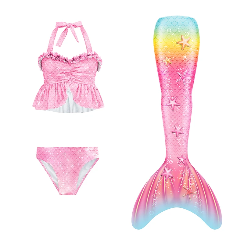 女童美人鱼尾巴儿童人鱼公主比基尼鱼尾泳衣夏装衣服分体式游泳衣