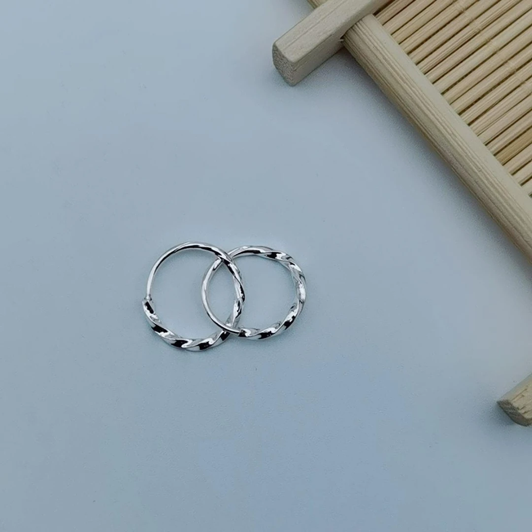 足银耳饰 耳饰纯银耳环麻花百搭时尚足银掉色耳圈简约99不足银网