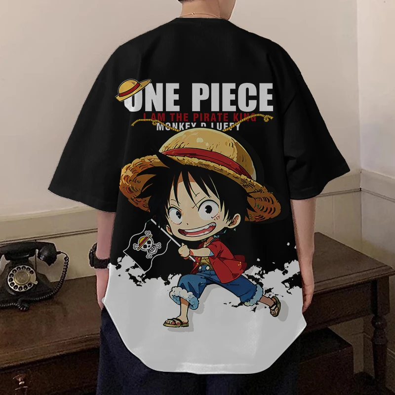 海贼王联名短袖T恤男动漫周边印花上衣青少年休闲百搭大码半截袖