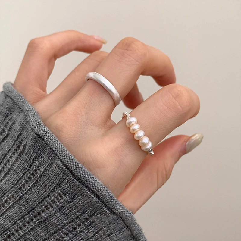 SY串珠戒指女ins小众设计指环个性百搭素圈网红珠珠弹力绳饰品