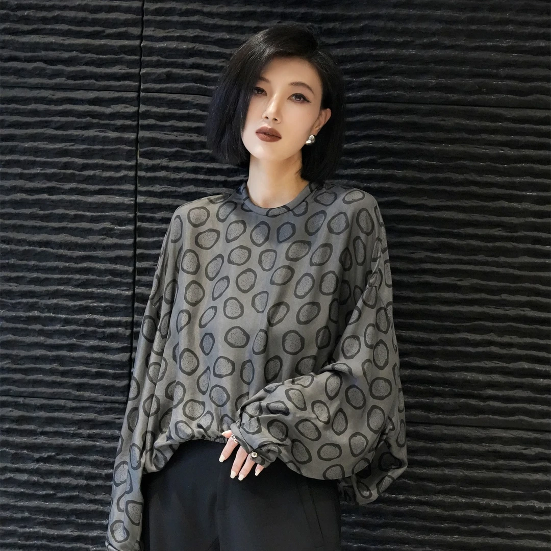 POPULARYW【山色空蒙】Z·R上品屋 真丝圈圈印花宽松收口衬衫上衣