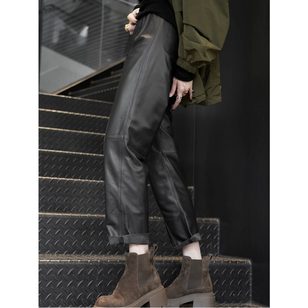 POPULARYW【滢湫】Z·R上品屋 秋季新款绵羊皮九分皮裤