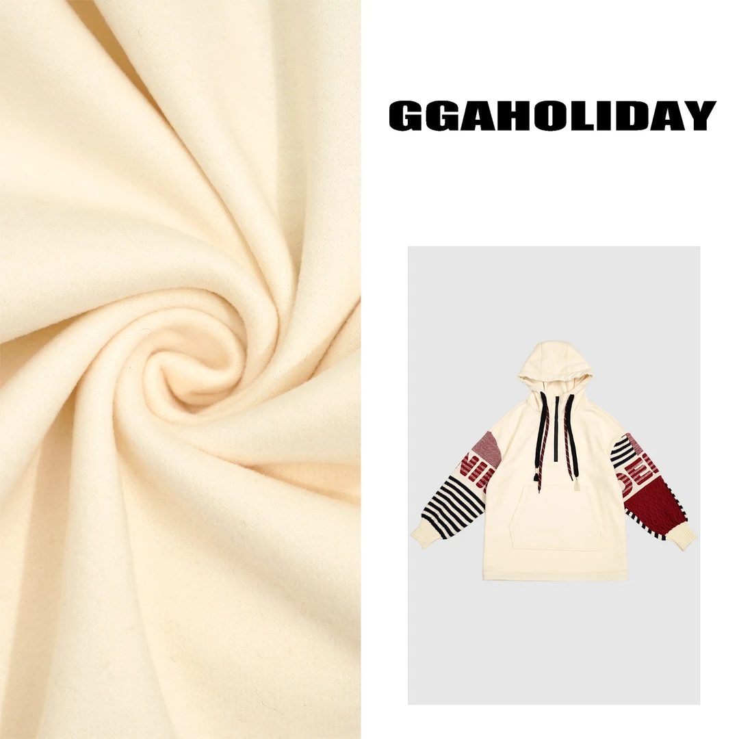 24秋冬新款时尚休闲轻奢百搭高级显瘦拼接针织袖加绒卫衣-144178