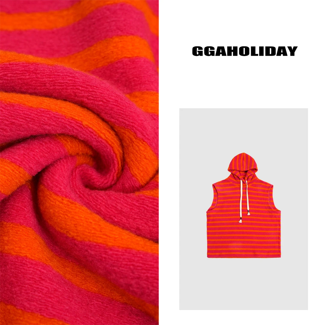 GG潮牌集合芯悟 25N新款高级感街头时尚条纹撞色连帽马甲 151027