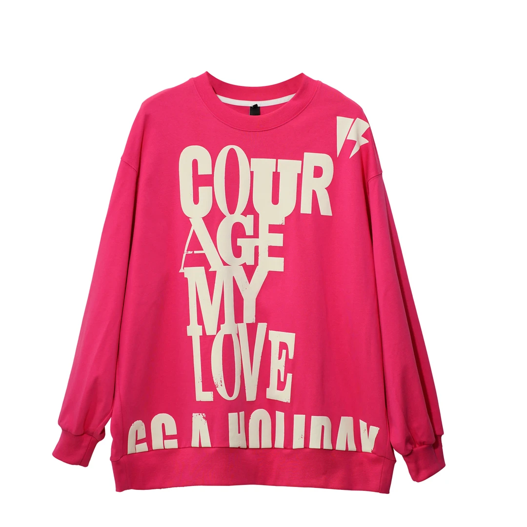 春秋设计师新款美式时尚宽松印花休闲潮流圆领卫衣-141083