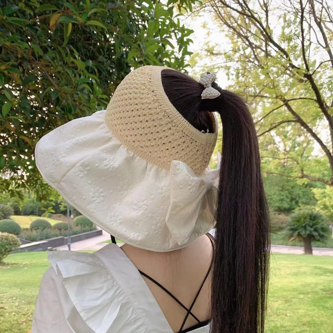可扎马尾遮阳帽休闲帽太阳帽大帽檐女生帽子女士帽百搭透气舒适款