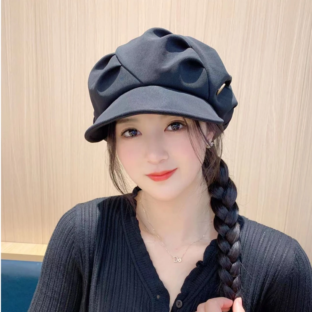 女士帽子时尚百搭鸭舌帽贝雷帽八角帽网红休闲黑色复古韩版秋冬女