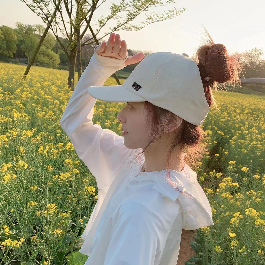 可扎马尾棒球帽半空顶鸭舌帽女帽子女生防晒运动帽休闲百搭遮阳帽