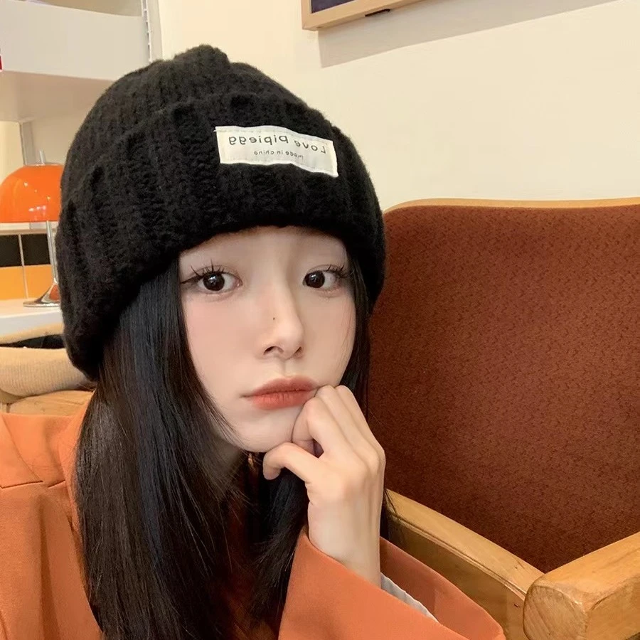 秋冬季毛线帽温暖保暖帽子女士帽子女生帽休闲百搭时尚简约款情侣