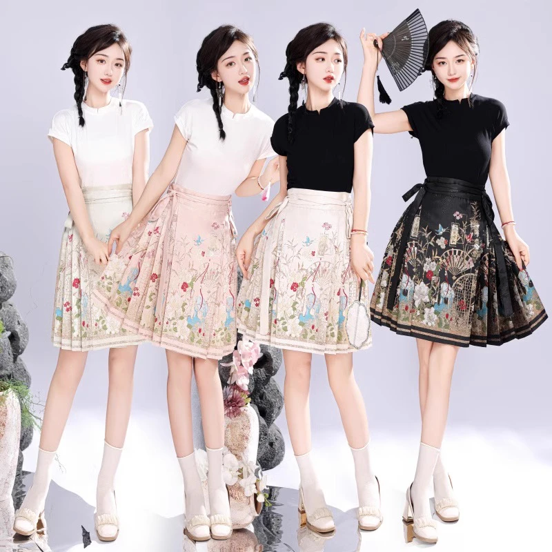 云若兮【春日谣】马面裙套装2024新款夏季日常新中式短款妆花汉服