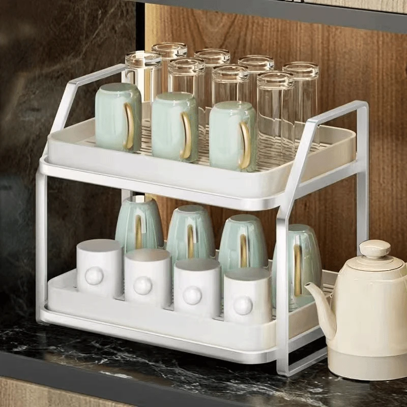 杯子收纳置物架桌面放水杯架餐桌杯架子家用茶杯架双层沥水杯架