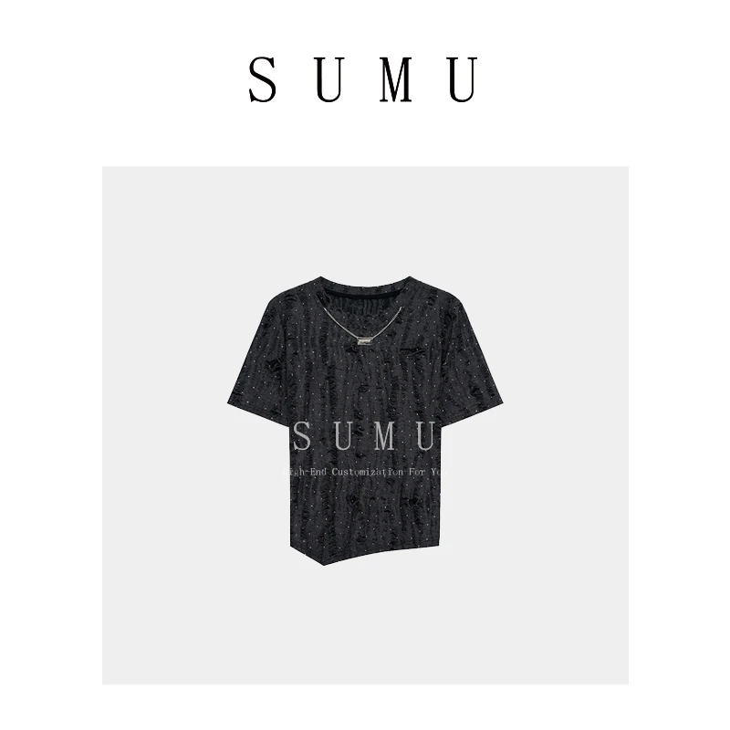 宿慕女款T恤夏季2024新款时尚百搭不规则下摆休闲短袖上衣19695