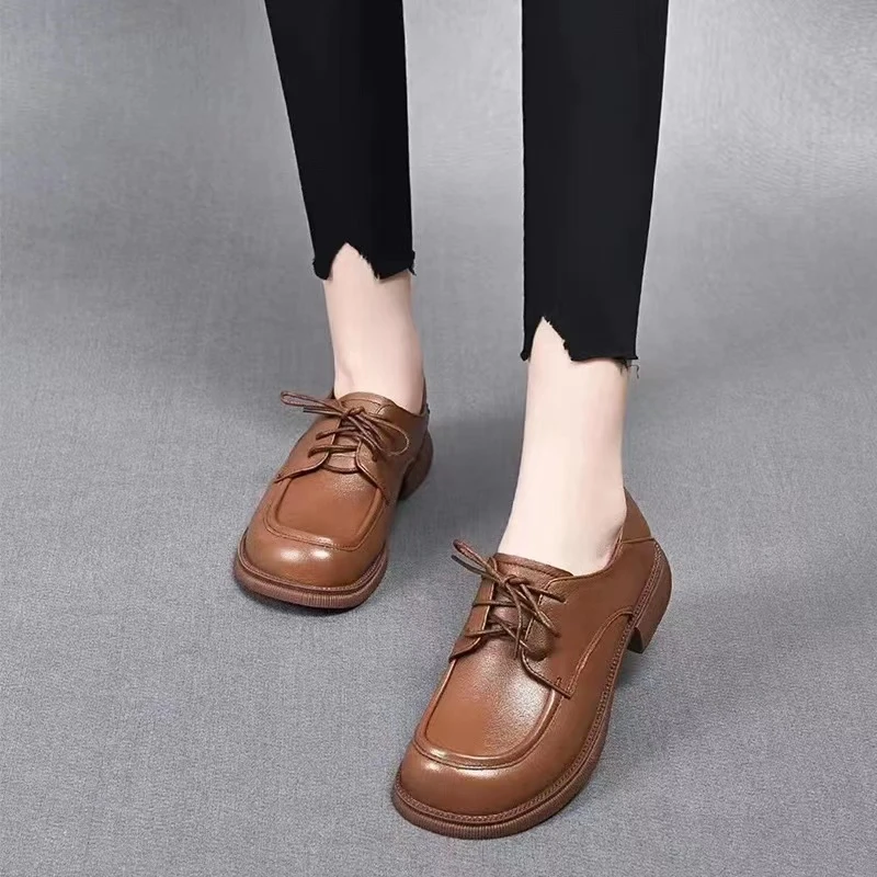 96a2970R 加绒 冬款百搭乐福鞋软底软面真皮系带秋 冬