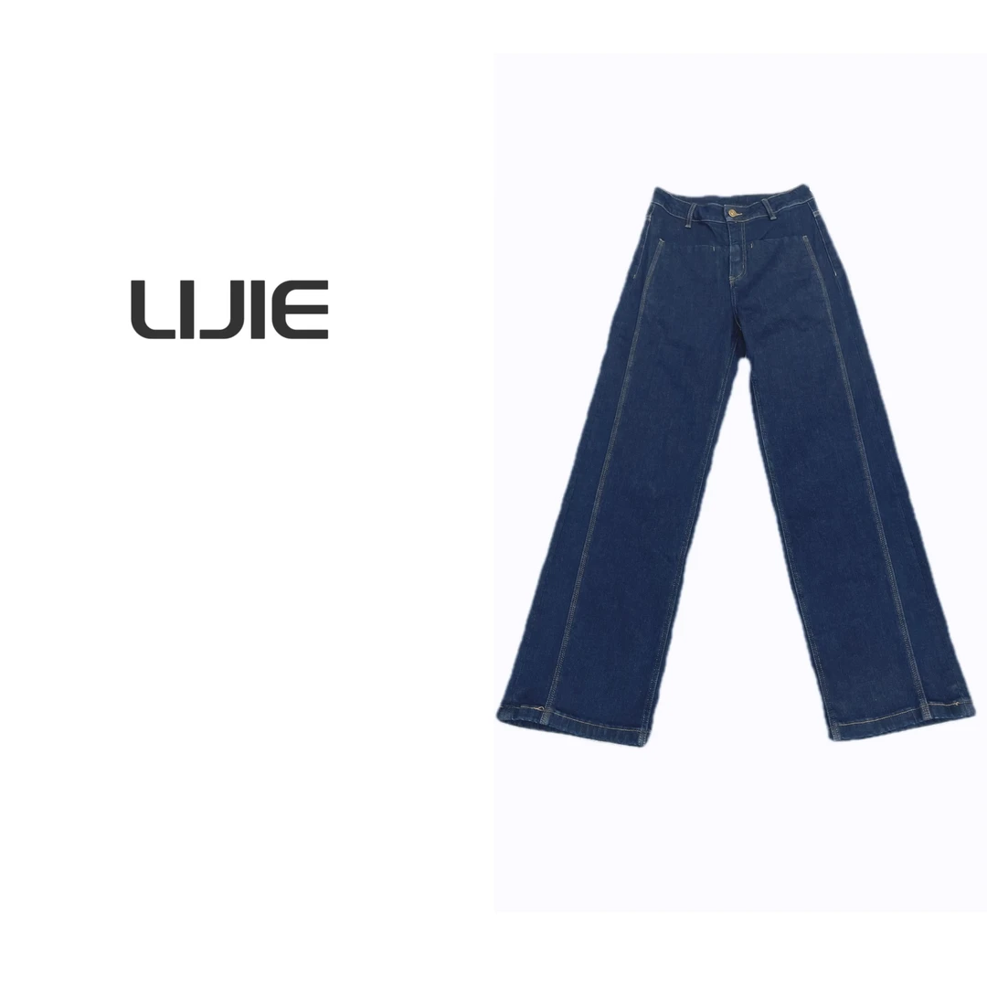 【深圳丽姐】秋冬新款阔腿休闲加绒牛仔裤